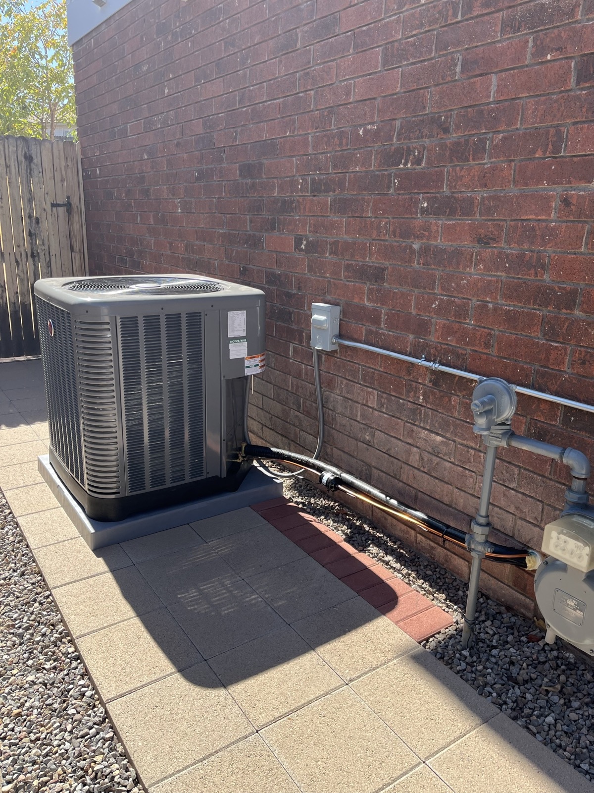 Newly installed air conditioning condenser unit